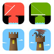 Set of icons bridge and tower