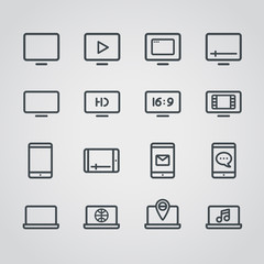 Aufkleber - Modern media web silhouettes collection. Multimedia devices