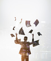 Poster - businessman throwing paper