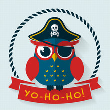Pirate Owl. Vector Card.
