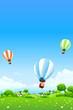 Leinwandbild Motiv Green Landscape with Hot Air Balloons