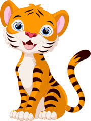 Wall Mural - Cute tiger cartoon