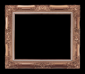 Wall Mural - antique brown frame isolated on black background, clipping path