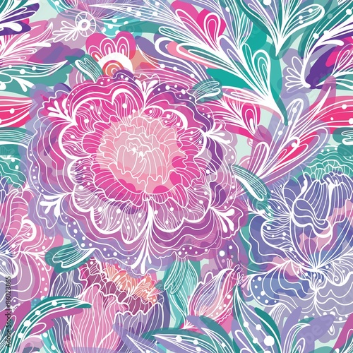 Cotton fabric Vektormuster mit magischen Blüten