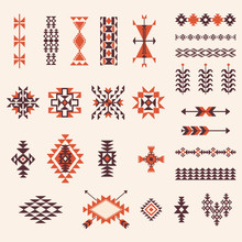 Native American Navajo Aztec Pattern Vector Set