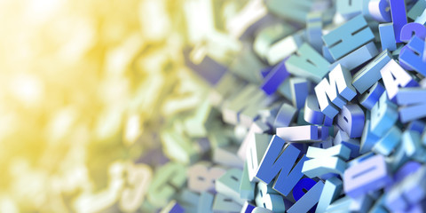 Wall Mural - infinite letters background, original 3d illustration.