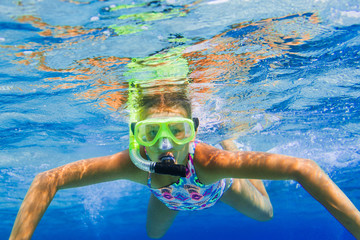 Sticker - Underwater girl snorkeling