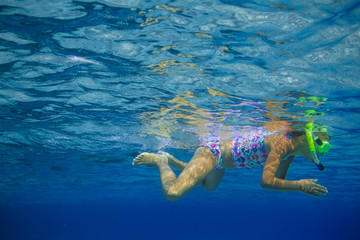 Sticker - Underwater girl snorkeling