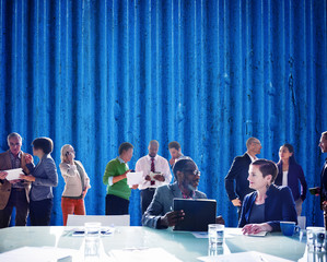 Wall Mural - Business People Discussing Work Communication Concept