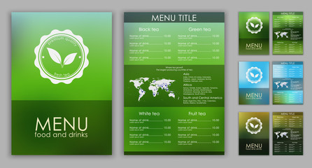 Fototapete - Design of a tea menu with blurred background
