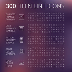 thin line icons for business, technology and leisure