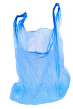 Fototapeta  - sac plastique bleu sur fond blanc