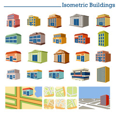 Wall Mural - Isometric Buildings and maps. 