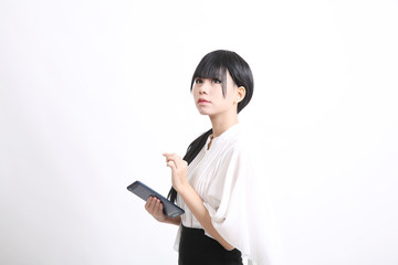 asian business woman isolated in white background