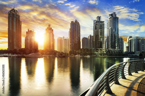 Fototapeta na wymiar Cityscape of Dubai at night, United Arab Emirates