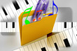 Digital illustration of 3d file folder in color background