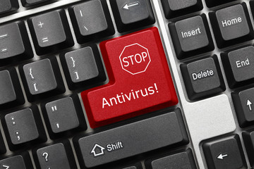 Conceptual keyboard - Antivirus (red key)