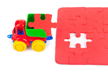 Wall Mural - Toy truck with puzzle