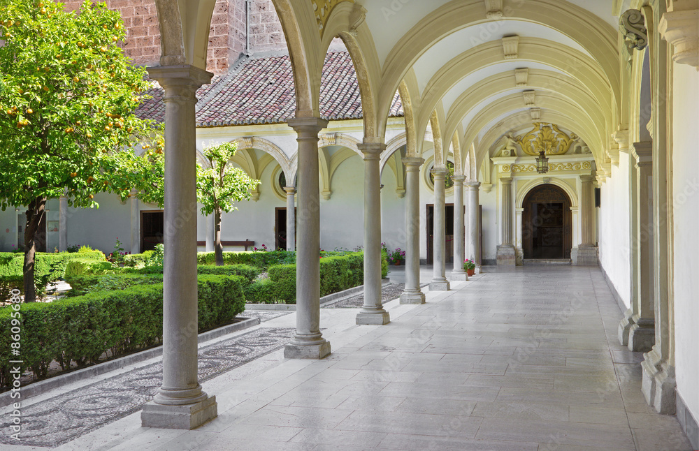 Granada - atrium of church Monasterio de la Cartuja. - obrazy, fototapety, plakaty 