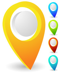 Aufkleber - Map markers, map pins, pointer elements. 5 colors, orange, blue,