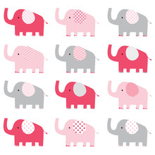 Cute Pink Elephant Pattern