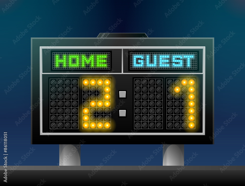 Soccer scoreboard for stadium. Sport screen for football