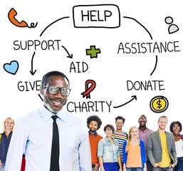 Poster - Help Assistance Support Donate Volunteer Concept