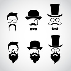 Wall Mural - retro gentleman icon set. vector illustration.