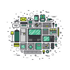 Aufkleber - Internet of things line style illustration