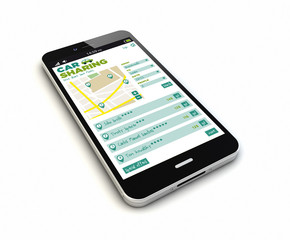 Canvas Print - smartphone online car sharing render