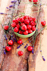 Canvas Print - bowl of fresh red cherries