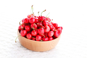 Wall Mural - bowl of fresh red cherries