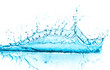 blue water splash, isolated on white background