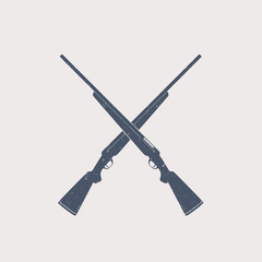 Poster - Crossed Hunting Rifles with grunge texture, vector illustration, eps10