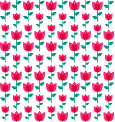 Canvas Print - Paper Trendy Flat Flower Seamless Pattern Vector Illustration