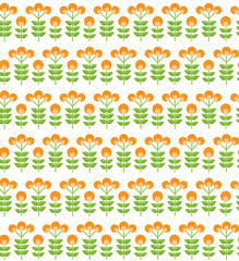 Canvas Print - Paper Trendy Flat Flower Seamless Pattern Vector Illustration