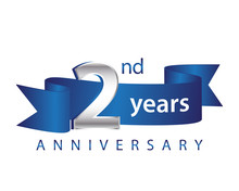 2 Years Anniversary Logo Blue Ribbon