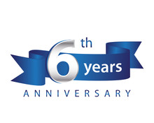 6 Years Anniversary Logo Blue Ribbon