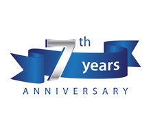 7 Years Anniversary Logo Blue Ribbon