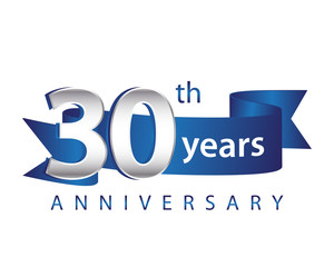 Wall Mural - 30 Years Anniversary Logo Blue Ribbon