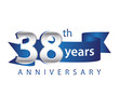 38 Years Anniversary Logo Blue Ribbon