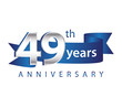 49 Years Anniversary Logo Blue Ribbon