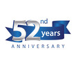 52 Years Anniversary Logo Blue Ribbon