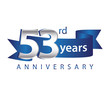 53 Years Anniversary Logo Blue Ribbon