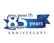 85 Years Anniversary Logo Blue Ribbon