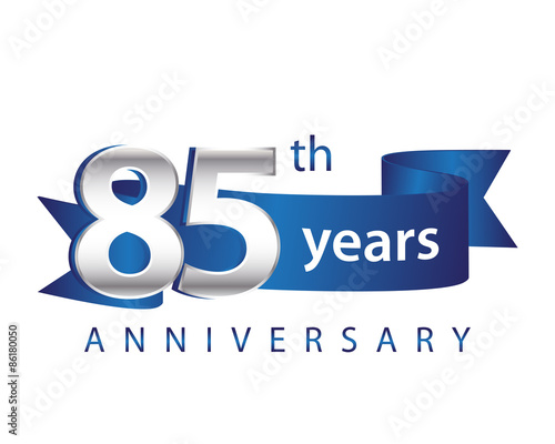 Cuadros en Lienzo 85 Years Anniversary Logo Blue Ribbon