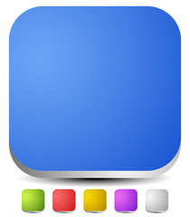 Poster - 3d rounded squares. Empty icon, button backgrounds. Set of 6 col