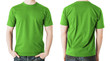 man in blank green t-shirt, front and back view