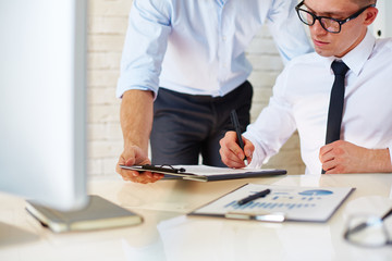 Sticker - Businessman signing document