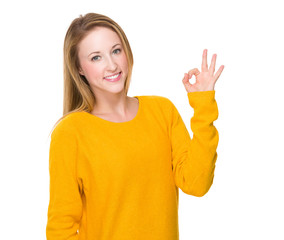 Woman with ok sign gesture